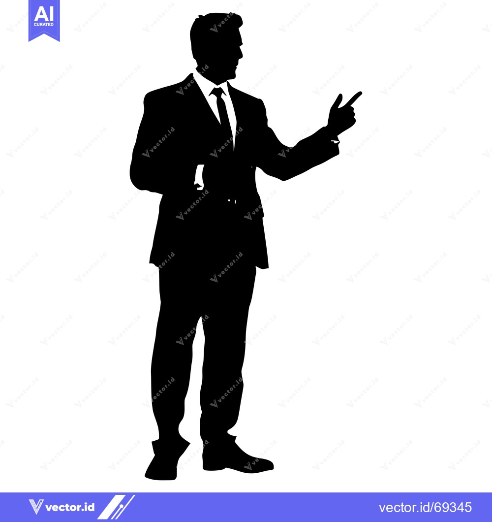 Premium Vector dari Silhouette of a Businessman in a Suit Pointing to the Right