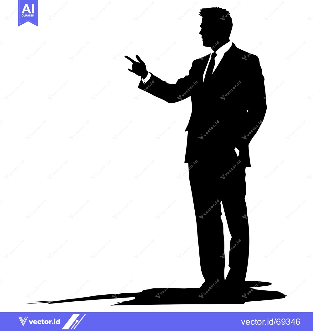 Premium Vector dari Silhouette of a Man in a Suit Pointing to the Right