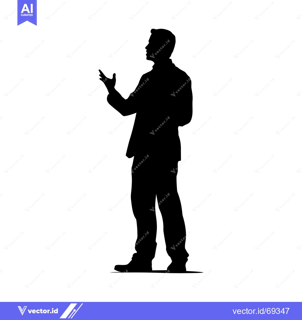Premium Vector dari Silhouette of a Man in a Suit Gesturing with His Hand