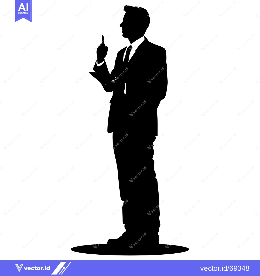 Premium Vector of Silhouette of a Man in a Suit Pointing Upward
