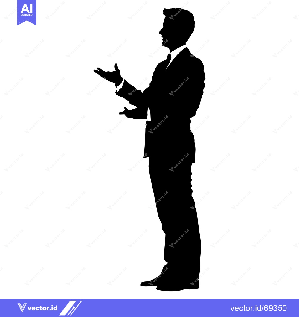 Premium Vector dari Silhouette of a Man in a Suit Gesturing with Both Hands