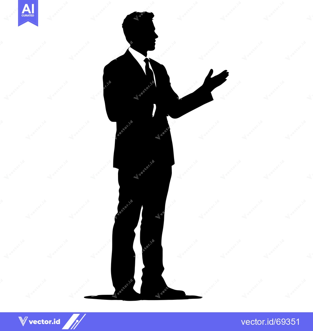 Premium Vector dari Silhouette of a Man in a Suit Gesturing with His Hand