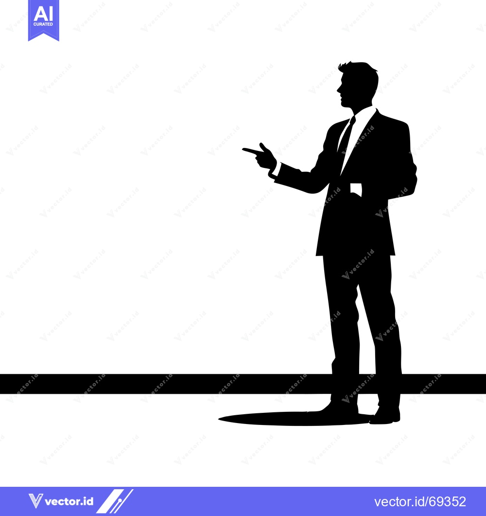 Premium Vector of Silhouette of a Man in a Suit Pointing to the Left