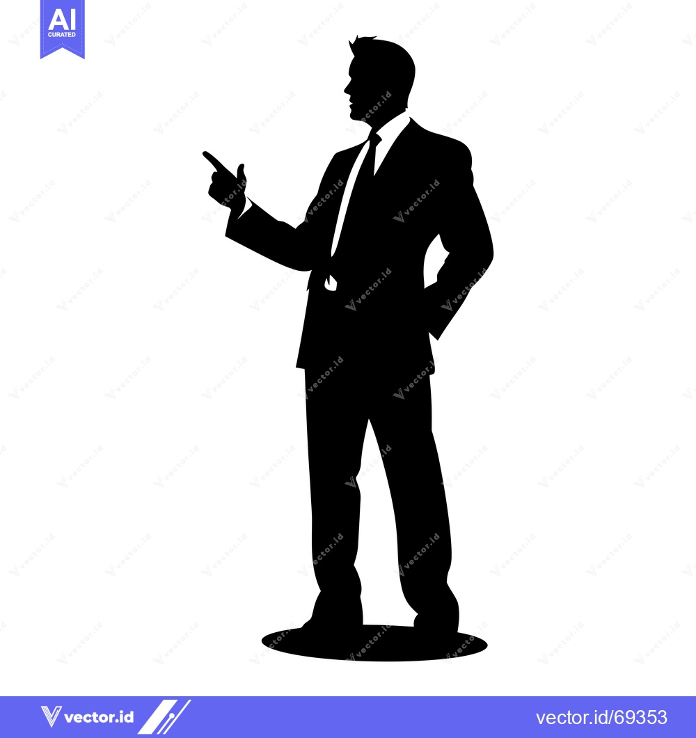 Premium Vector of Silhouette of a man in a suit pointing to the side