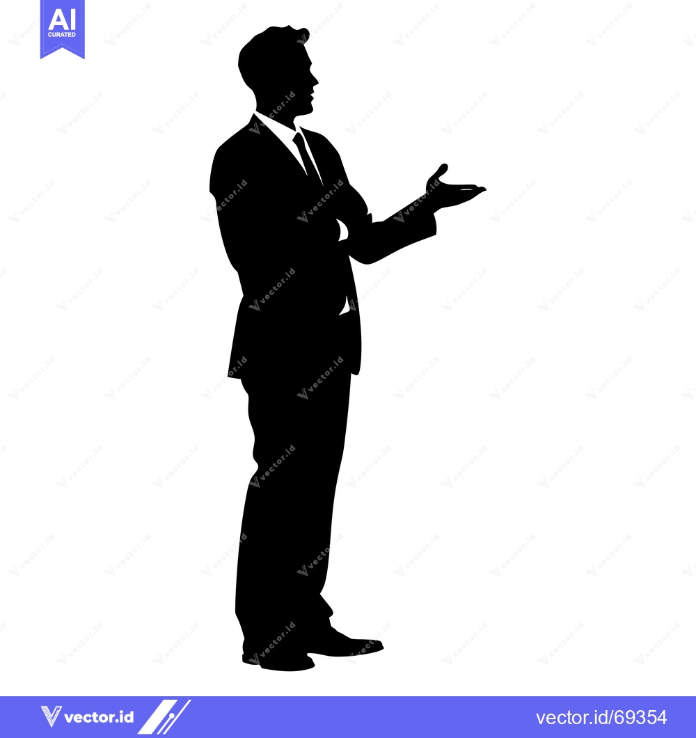Premium Vector dari Silhouette of a Man in a Suit Gesturing with His Right Hand