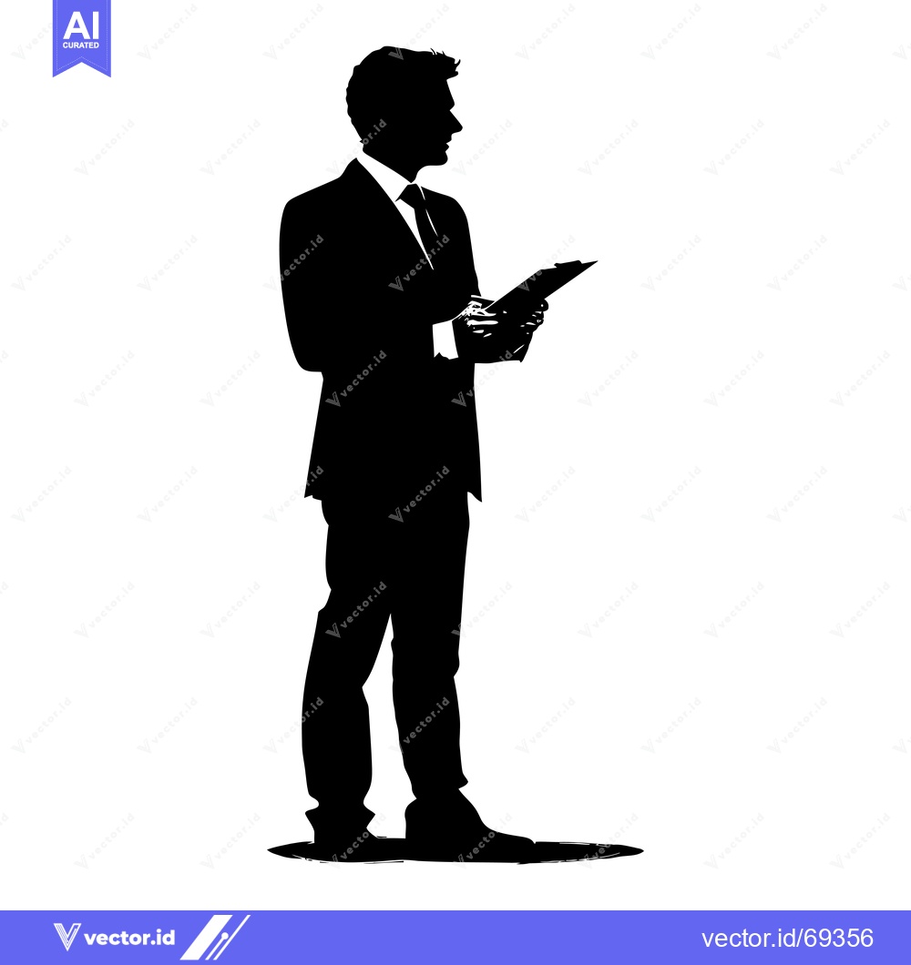 Premium Vector dari Silhouette of a Businessman Holding a Clipboard