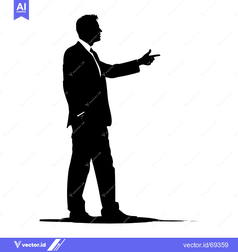 Premium Vector dari Silhouette of a Man in a Suit Pointing with His Right Hand