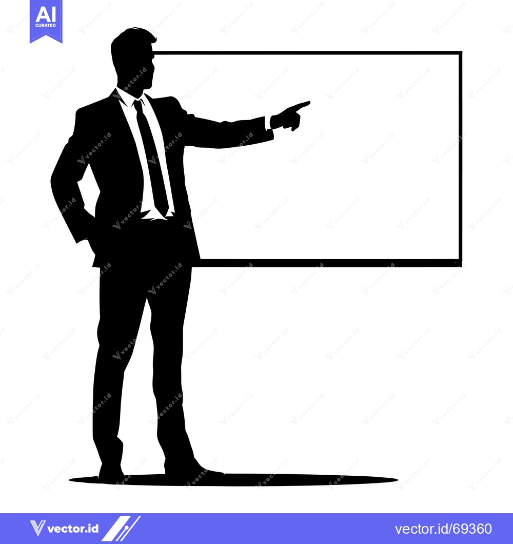 Premium Vector of Businessman Silhouette Pointing at Empty Board