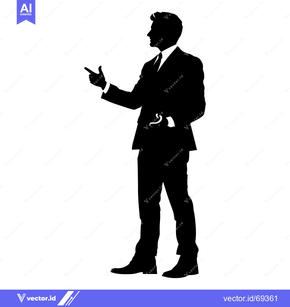 Premium Vector of Silhouette of a Man in a Suit Pointing to the Left
