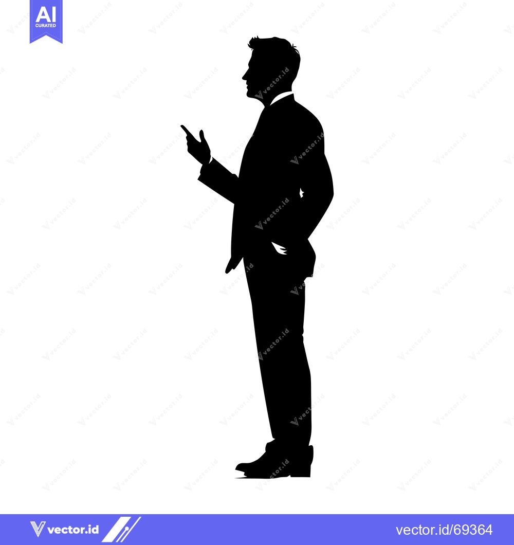 Premium Vector of Silhouette of a Man in a Suit Pointing with His Right Hand