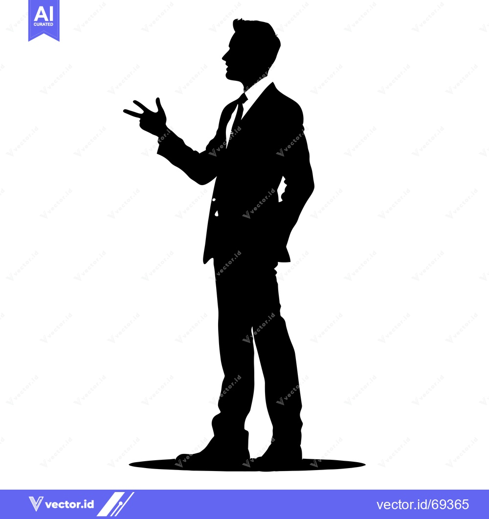 Premium Vector of Silhouette of a Man in a Suit Gesturing with his Hand