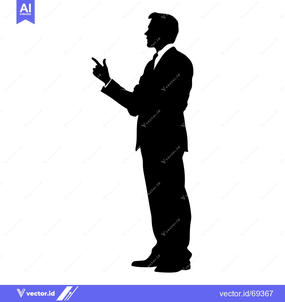 Premium Vector of Silhouette of a Man in a Suit Pointing with his Right Hand