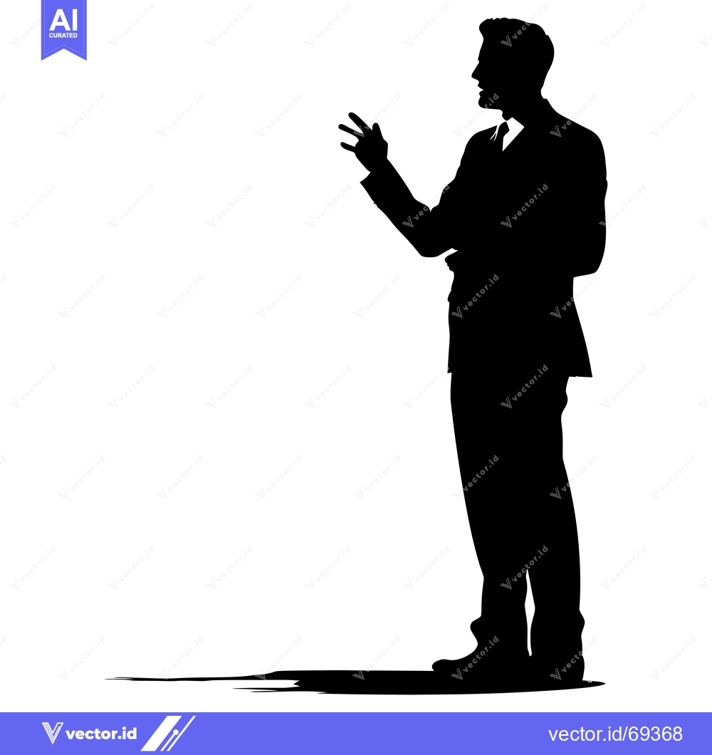 Premium Vector dari Silhouette of a Man in a Suit Speaking