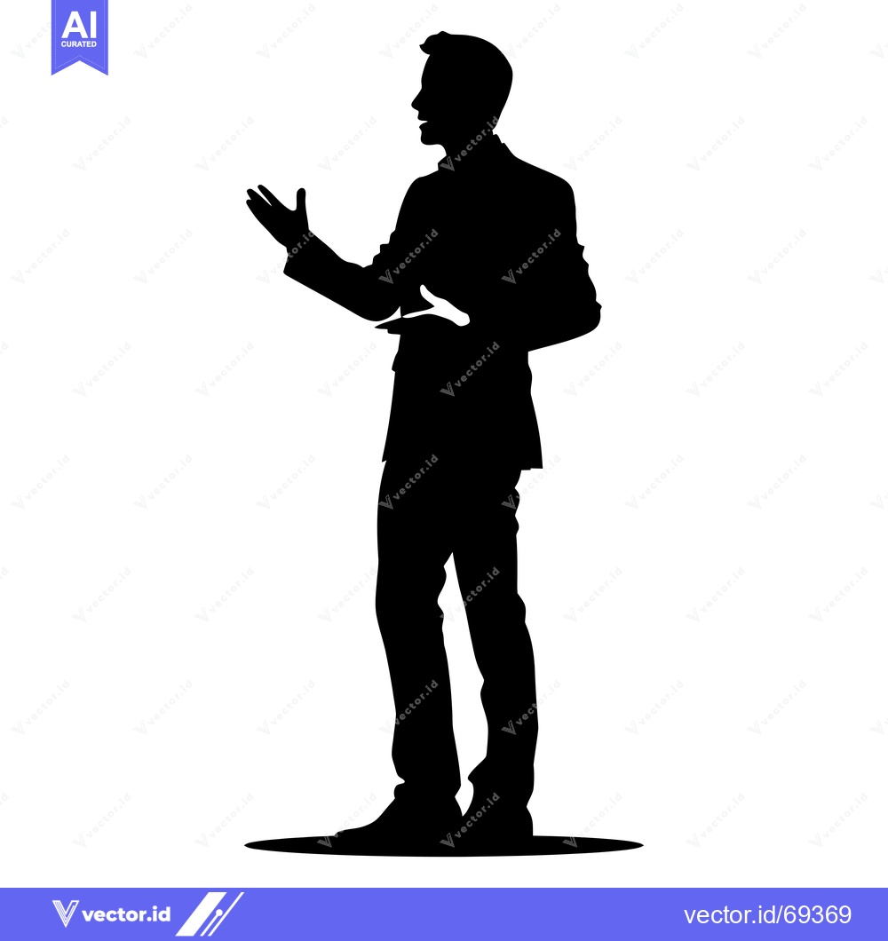 Premium Vector of Silhouette of a Man Speaking with Open Hand Gestures