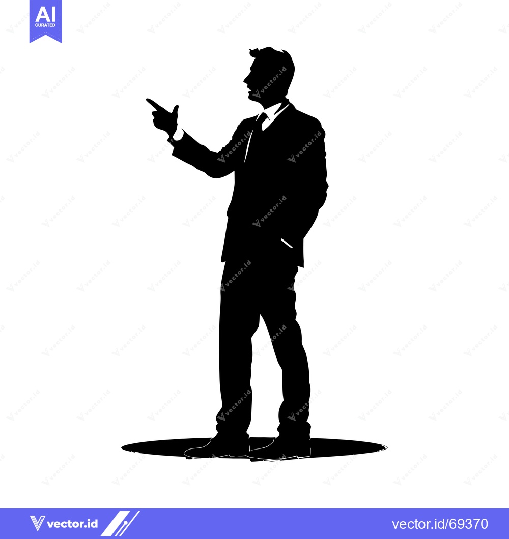 Premium Vector of Silhouette of a Man in a Suit Pointing to the Right