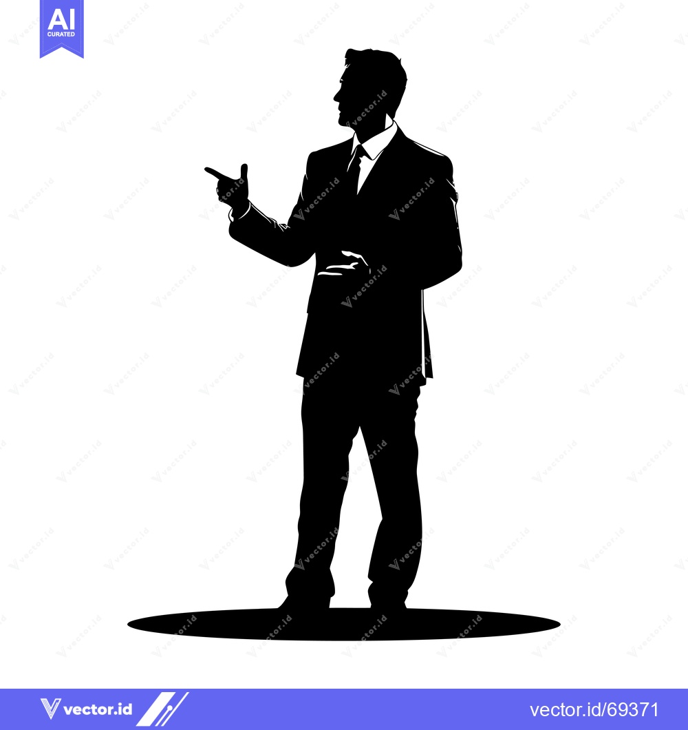 Premium Vector dari Silhouette of a man in a suit pointing to the left
