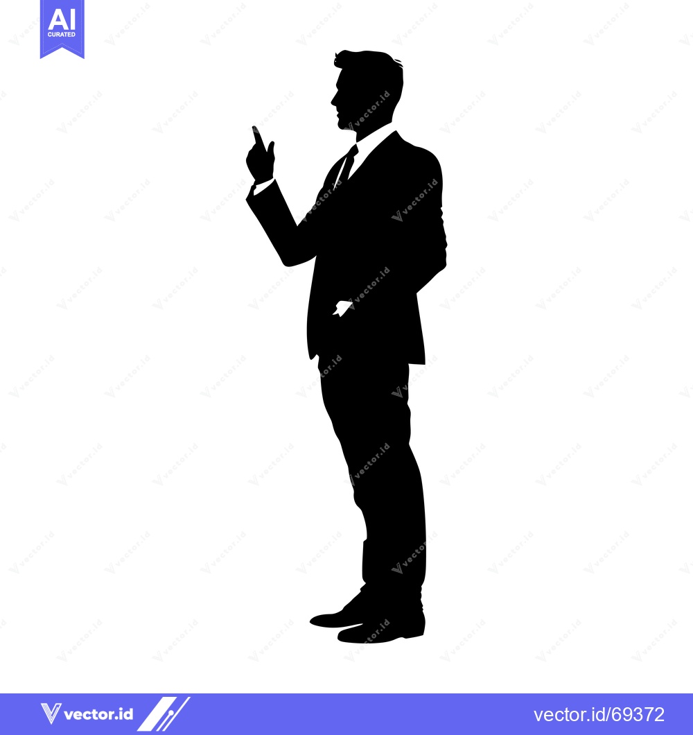 Premium Vector of Silhouette of a Man in a Suit Pointing with His Right Index Finger