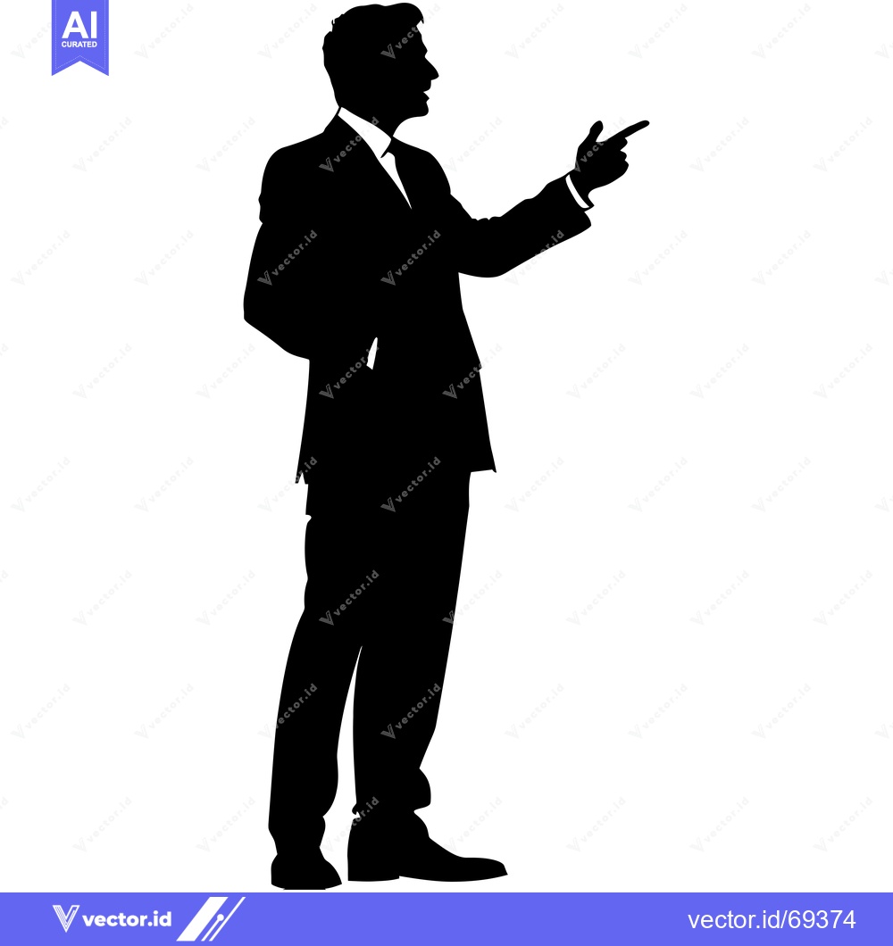 Premium Vector dari Silhouette of a man in a suit, pointing to the right