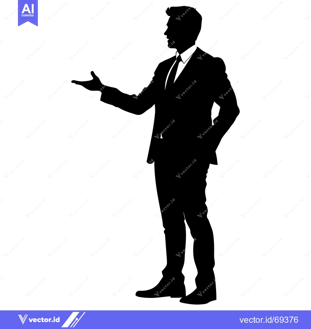 Premium Vector of Silhouette of a Businessman Gesturing with Open Palm