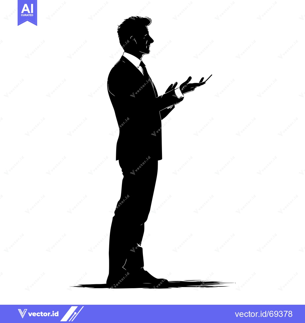 Premium Vector dari Silhouette of a Man in a Suit Speaking with Gestures