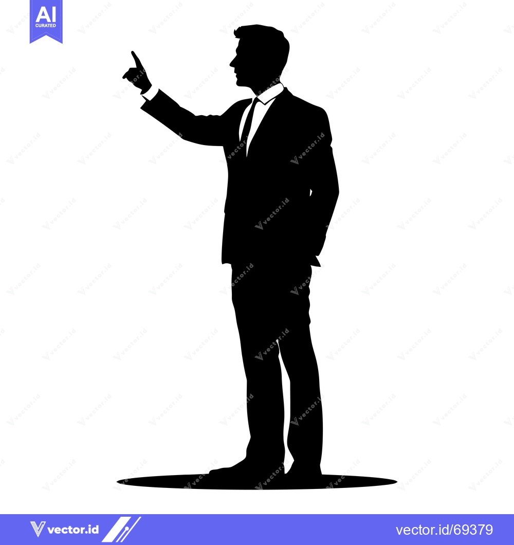 Premium Vector dari Silhouette of a Man in a Suit Pointing Upward