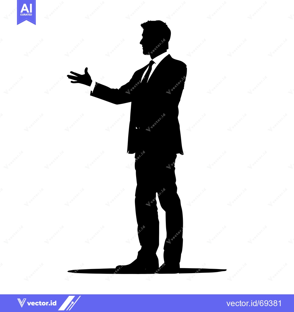 Premium Vector dari Silhouette of a Man in a Suit, Gesturing with His Right Hand