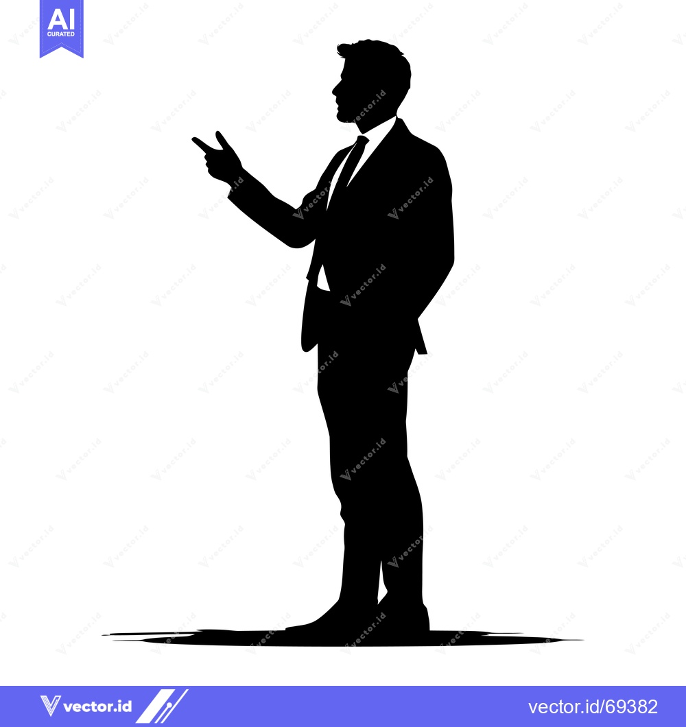 Premium Vector of Silhouette of a Man in a Suit Pointing to the Right