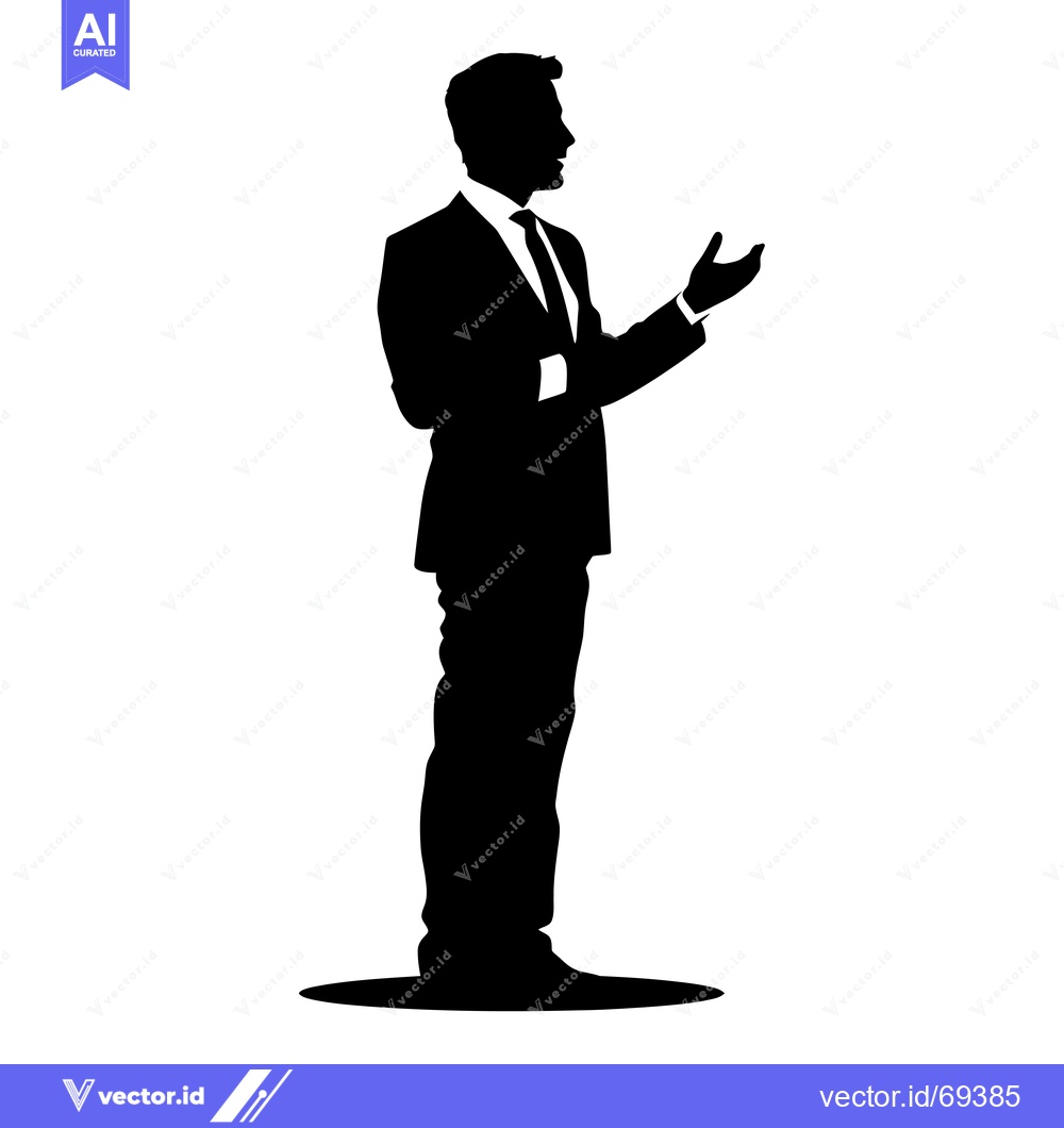 Premium Vector dari Silhouette of a Man in a Suit Making a Presentation
