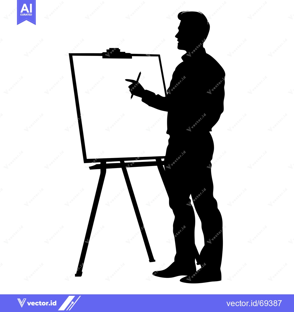 Premium Vector of Silhouette of a Man Presenting on a Flip Chart