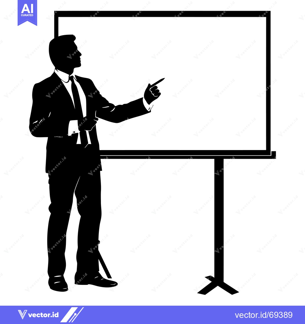 Premium Vector dari Silhouette of a Businessman Presenting on a Whiteboard