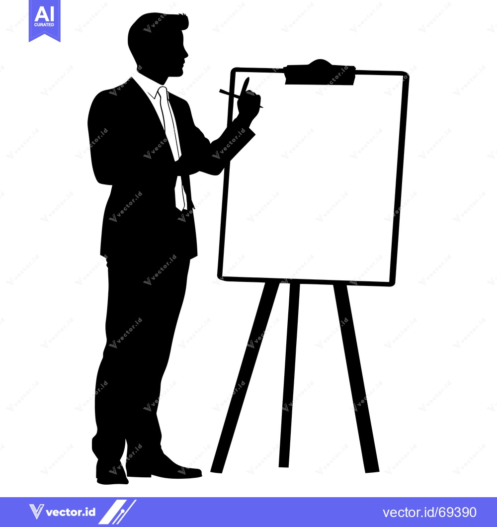 Premium Vector dari Silhouette of a Businessman Writing on a Whiteboard