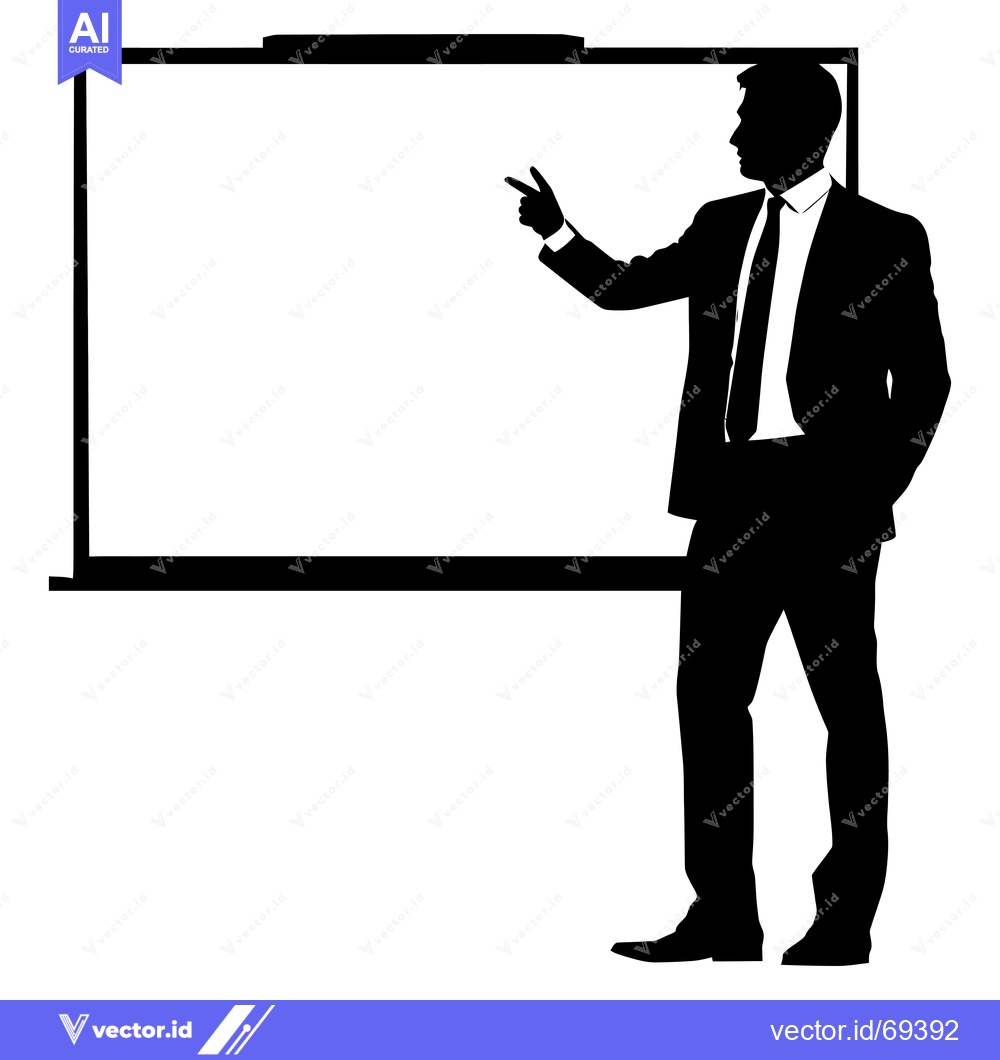 Premium Vector dari Silhouette of a Businessman Presenting on a Whiteboard