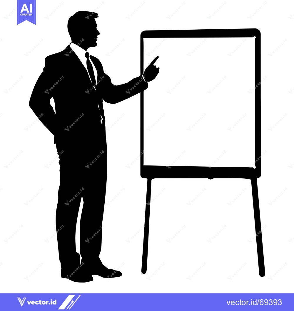 Premium Vector dari Silhouette of a Businessman Presenting on a Whiteboard