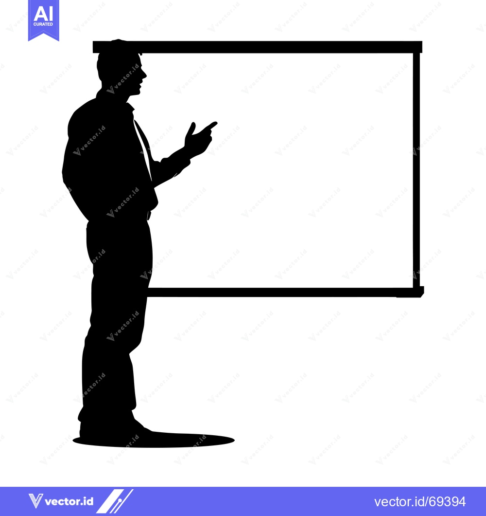 Premium Vector of Silhouette of a Man Pointing to a Blank Board