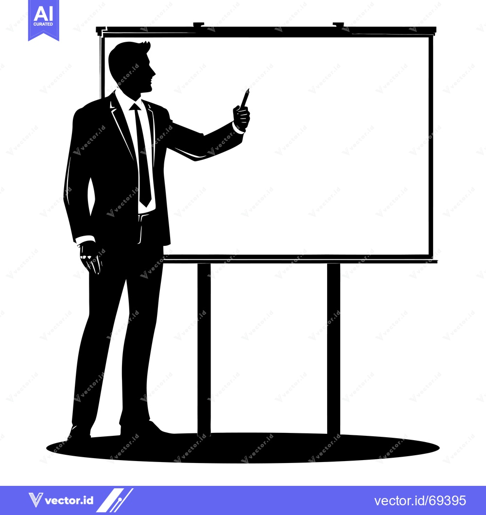 Premium Vector dari Businessman Presenting on a Blank Whiteboard