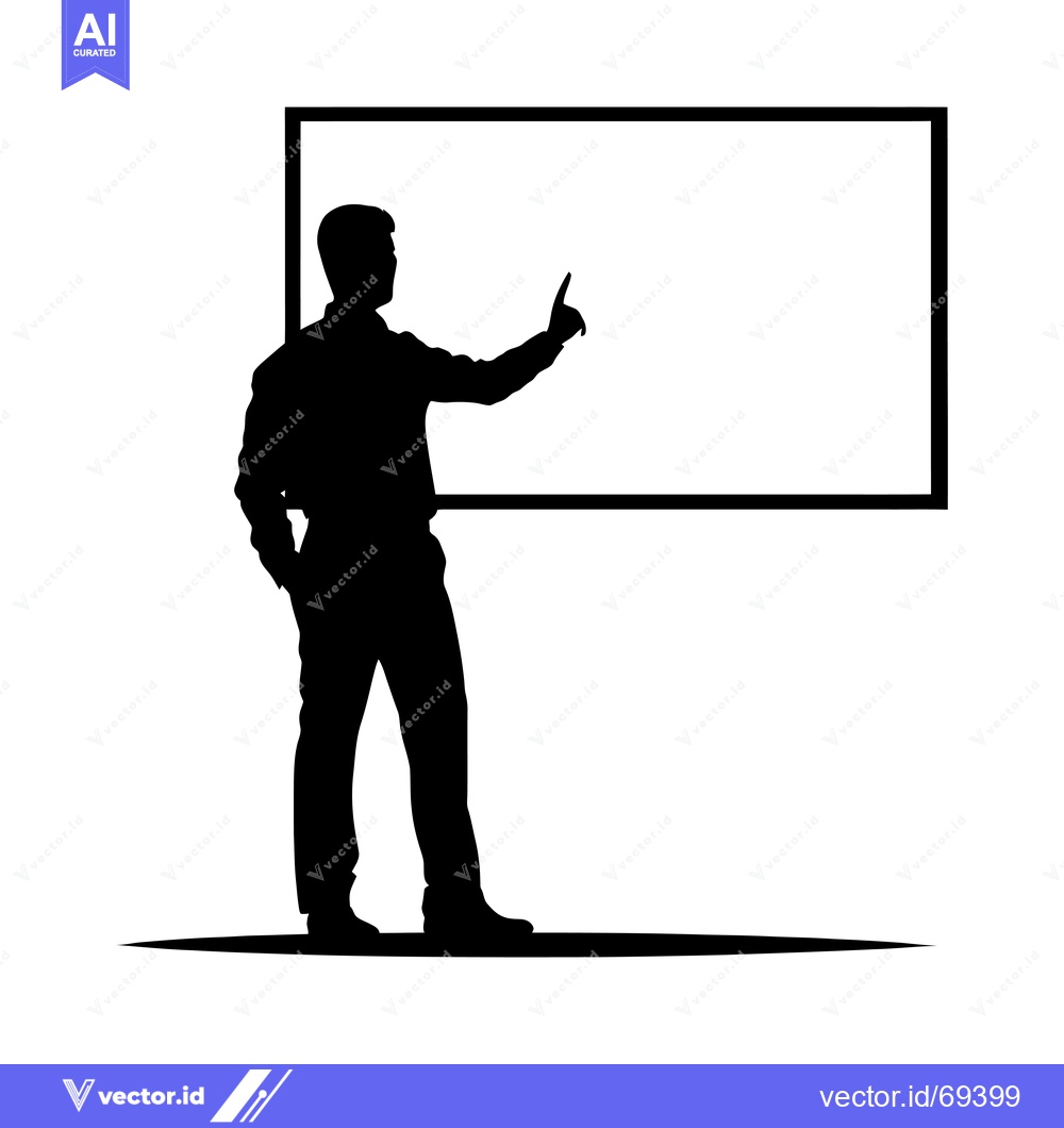 Premium Vector of Silhouette of a Man Presenting in Front of a Blank Board