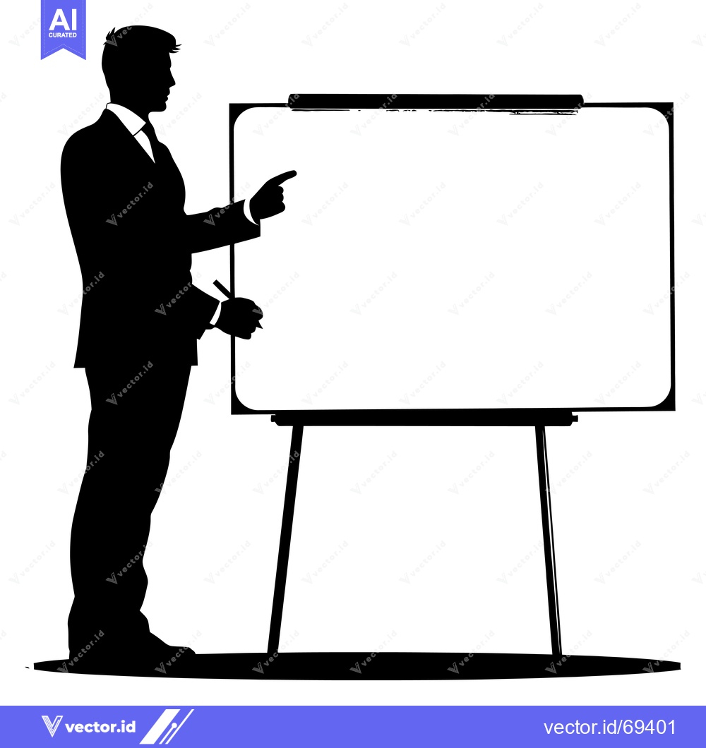 Premium Vector dari Silhouette of a Businessman Presenting on a Whiteboard