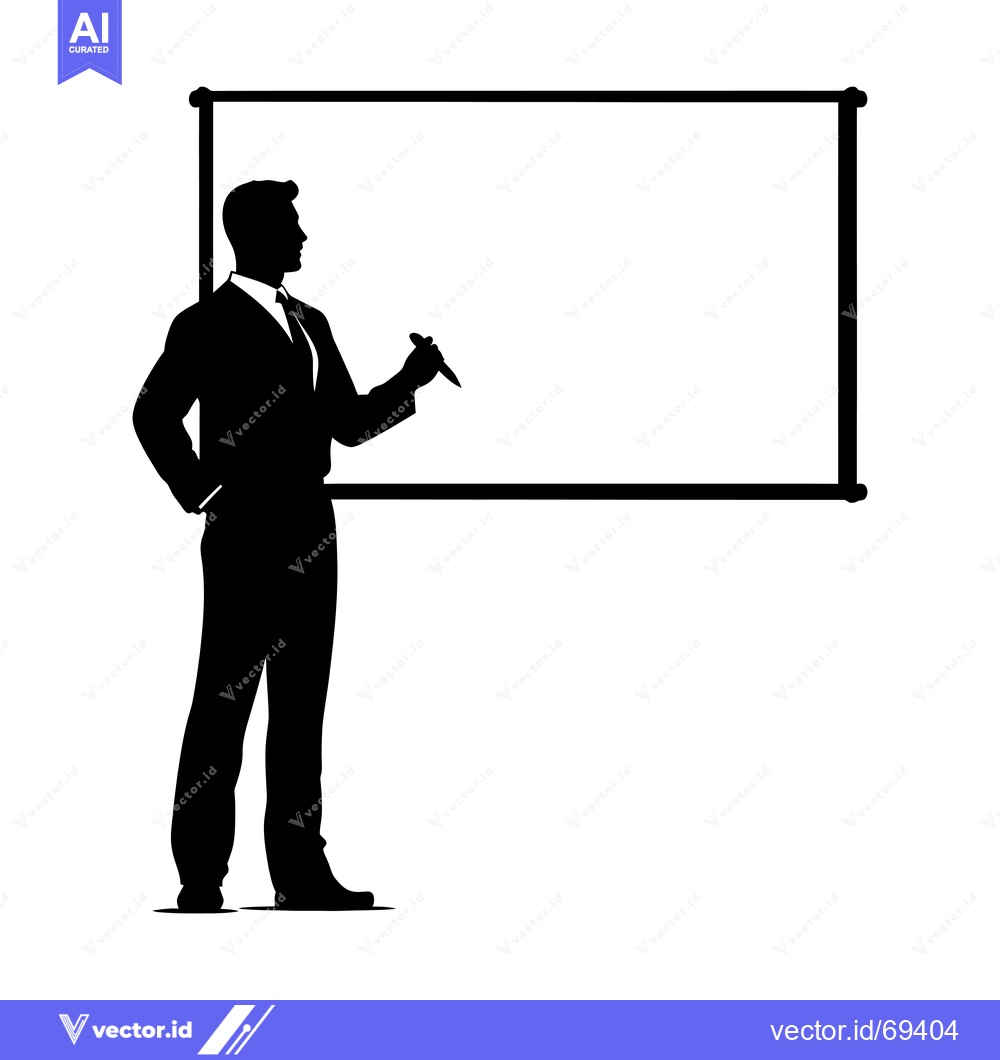 Premium Vector dari Silhouette of a Businessman Writing on a Whiteboard