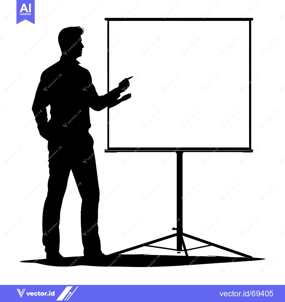 Premium Vector dari Silhouette of a man presenting on a blank projector screen