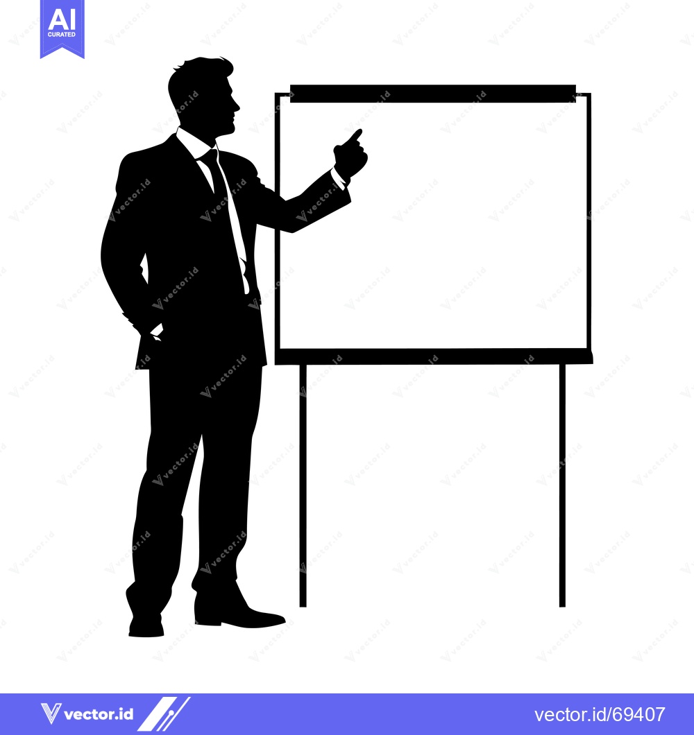 Premium Vector of Silhouette of a Man Presenting on a Blank Whiteboard
