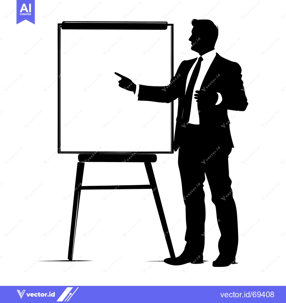 Premium Vector dari A Silhouette of a Businessman Presenting on a Whiteboard