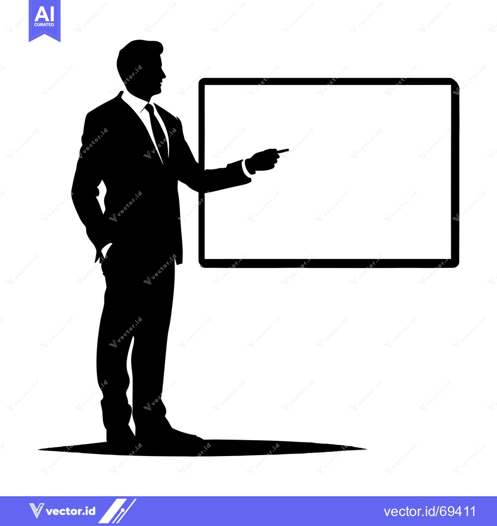 Premium Vector of Silhouette of a Man Presenting in Front of a Blank Board