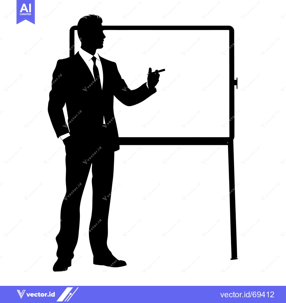 Premium Vector of Silhouette of a Man Presenting on a Whiteboard
