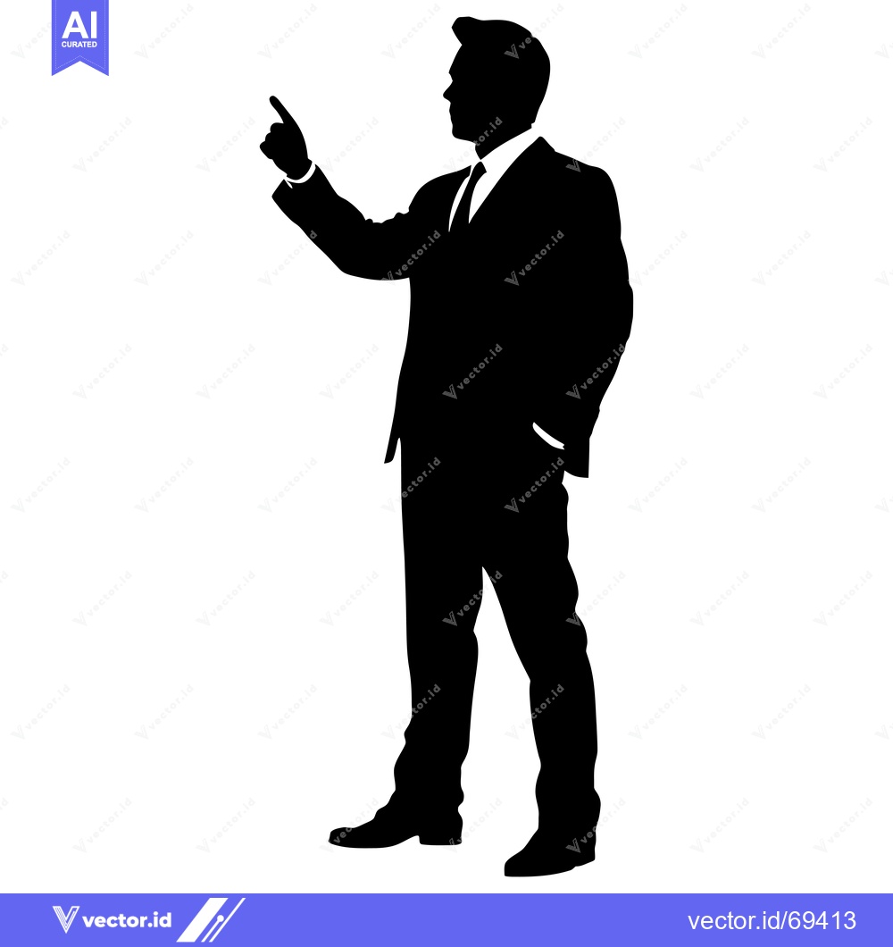 Premium Vector dari Silhouette of a Man in a Suit Pointing to the Right