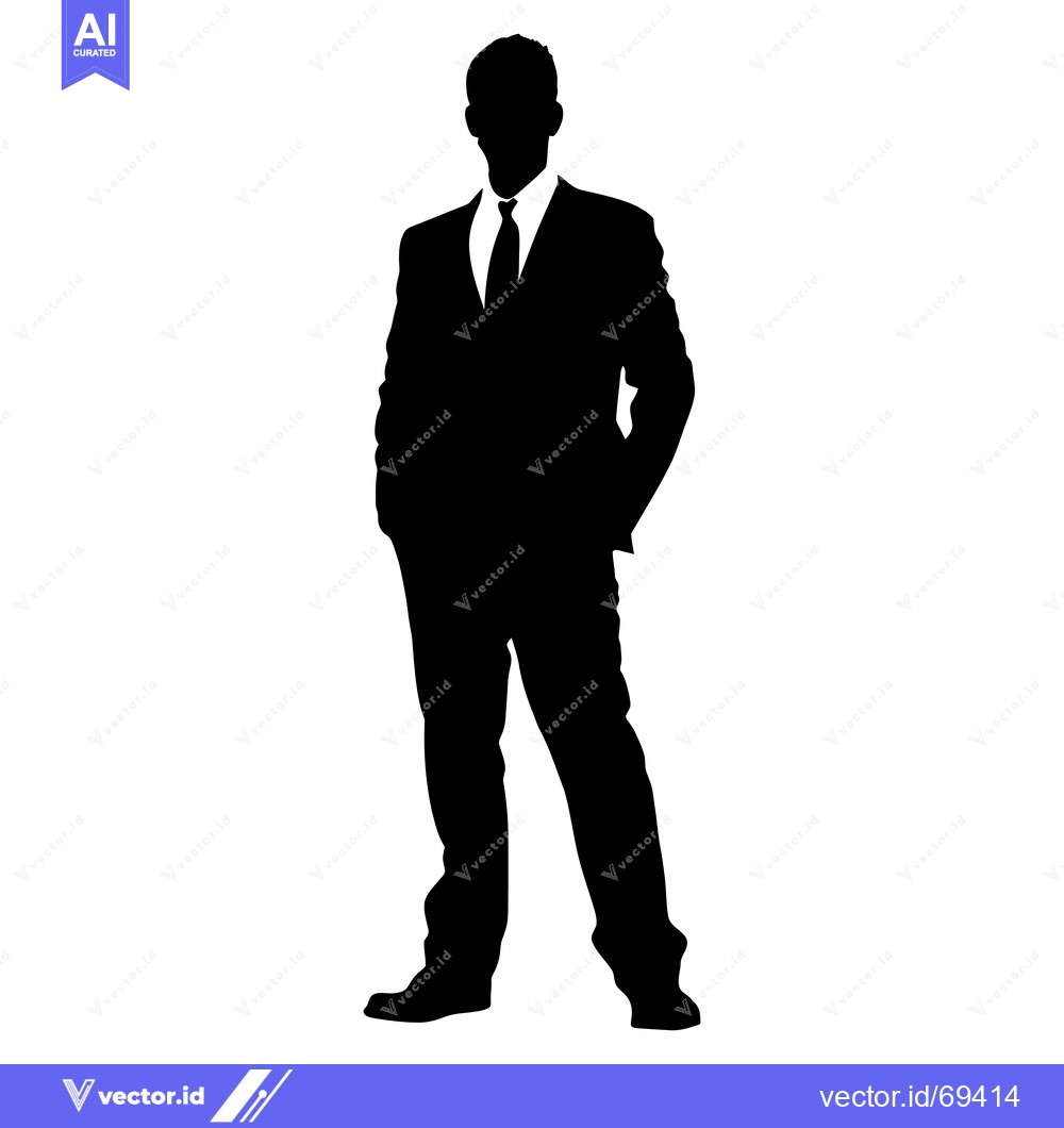 Premium Vector dari Silhouette of a Man in a Suit with Hands in Pockets