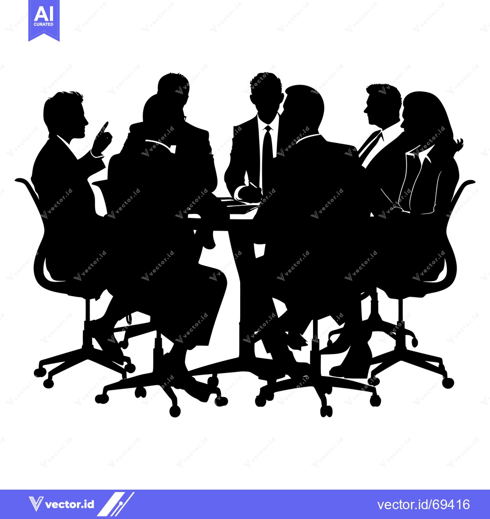 Premium Vector of Silhouettes of Five Business Professionals in a Meeting