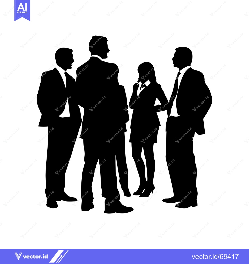 Premium Vector of Silhouettes of four business professionals in suits talking