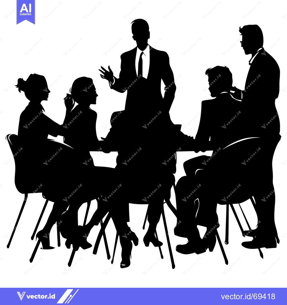 Premium Vector dari Black Silhouettes of Business People in a Meeting