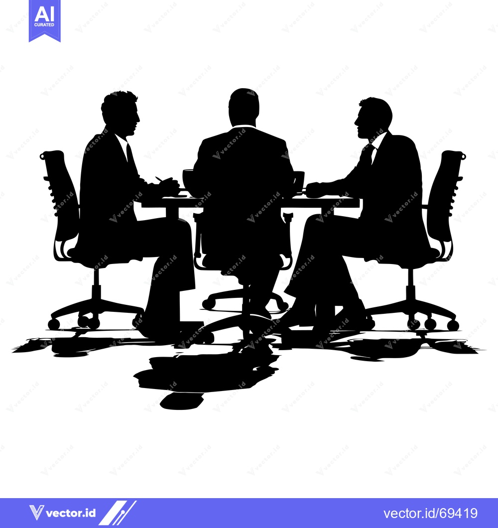 Premium Vector of Three Businessmen Silhouetted Sitting Around a Table