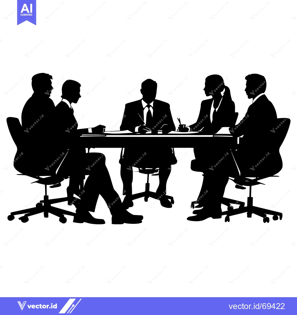 Premium Vector dari Silhouettes of four businesspeople in a meeting